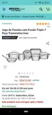 Jogo de Panelas com Fundo Triplo 7 Peça Tramontina Inox - R$420