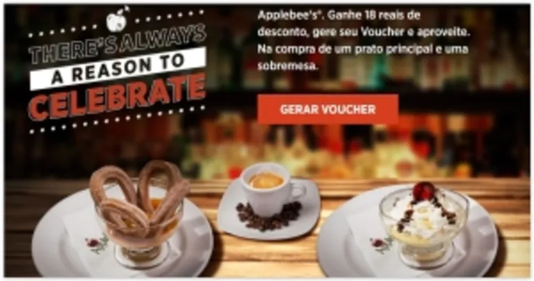 Ganhe R$ 18 de desconto na compra de um prato principal + sobremesa