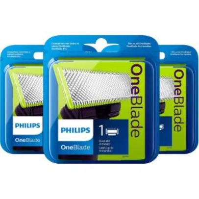 [R$135,99 AME] Kit 3 Lâminas Oneblade Qp21050 - Philips