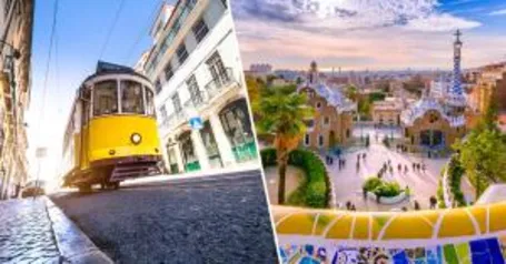 Lisboa e Barcelona, na mesma viagem, saindo de Salvador. Todos os trechos, com taxas incluídas, a partir de R$1.890