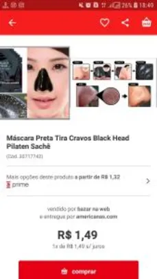 Máscara Preta Tira Cravos Black Head Pilaten Sachê - R$1