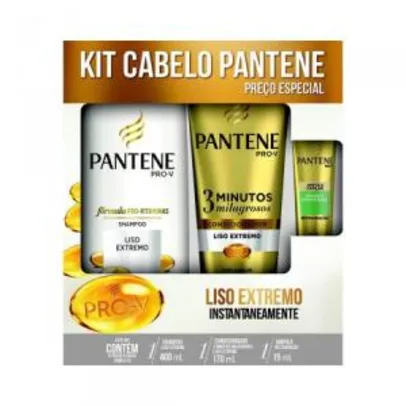 Kit Pantene Liso Extremo Shampoo + Condicionador + Ampola| R$30