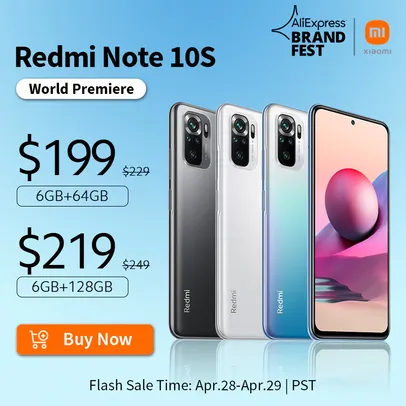 Saindo por R$ 972,55: Smartphone Xiaomi Redmi Note 10S 6GB 64GB - Versão global | R$973 | Pelando