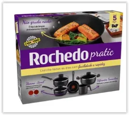 Conjunto 5 Peças Antiaderente Pratic Rochedo Cinza