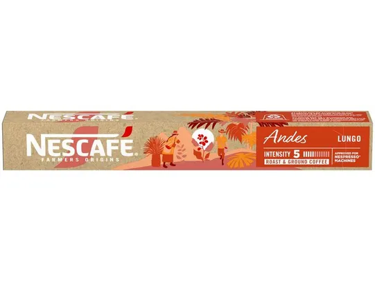 Cápsula de Café Notas Adocicadas de Biscoitos e Cereais Lungo Arábica Andes Farmers Origins 10 Cápsulas