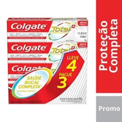 Creme Dental Colgate Total 12 Clean Mint 90G - 4 unidades | R$ 15