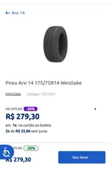 Pneu Aro 14 175/75R14 Westlake