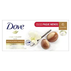 Dove Delicious Care Óleo de Karité e Baunilha - Pack de Sabonete em Barra, Cartucho 6 Unidades de 90g 