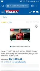 Smart TV LED 55" UHD 4K TCL 55P65US | R$1.845