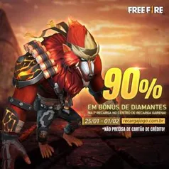 FREE FIRE - 90% de bônus em diamantes na 1° recarga