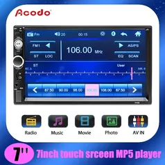 Auto rádio Central Multimídia 7" HD Bluetooth TF Card Usb