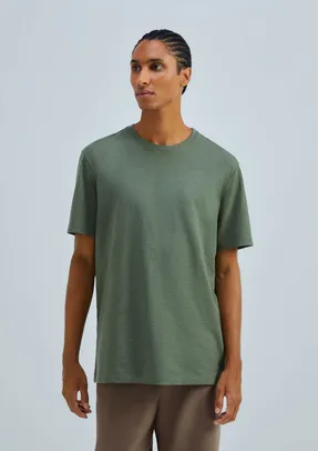 Camiseta Masculina Comfort Em Malha Flamê  - Verde