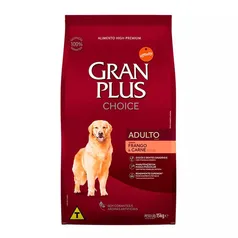 Ração Para Cães Guabi Gran Plus Choice Adultos Frango e Carne - 15kg