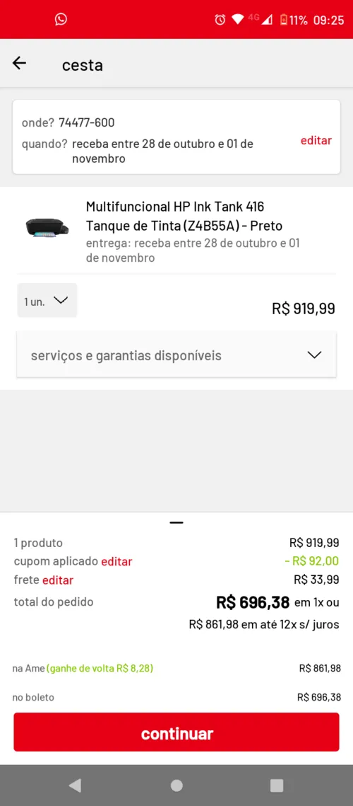 Imagem na descrição da promoção