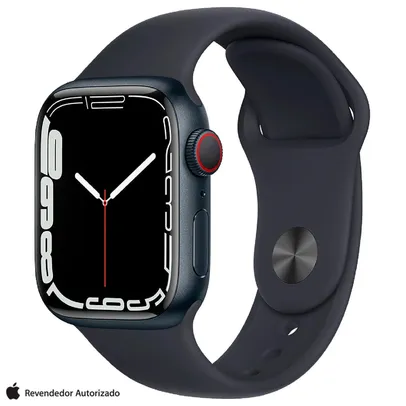 Apple Watch Series 7 (GPS+Cellular, 41mm) Caixa de Alumínio Meia-Noite Pulseira Esportiva Meia-Noite