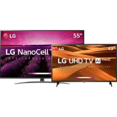 Smart TV LED LG 55'' 55SM8100 nano cell + Smart TV Tela Led 43" LG 43UM7300PSA Ultra HD 4K