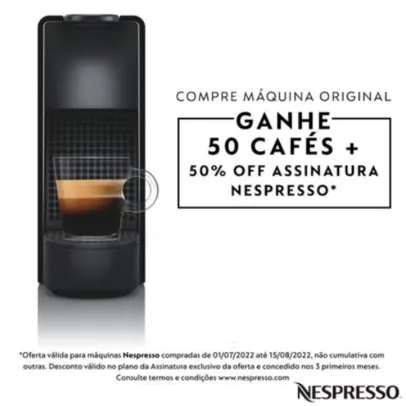 Cafeteira Nespresso Essenza Mini Preta para Café Espresso + 50 Cápsulas Grátis