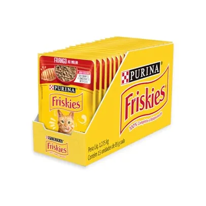 Pack Nestlé Purina Friskies Ração Úmida Para Gatos Adultos Frango Ao Molho - Com 15 Sachês 85g