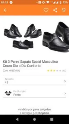 Saindo por R$ 99,9: Kit 3 Pares Sapato Social Masculino Couro Dia a Dia Conforto - R$100 | Pelando