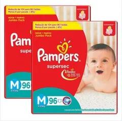 Fraldas Pampers Supersec Jumbo Bag M - 192 Unidades