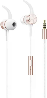 Geonav Fone de Ouvido Flex com fio, Intra Auricular, com microfone, imãs nas cápsulas, 1.2 metros, Branco/Rose Gold