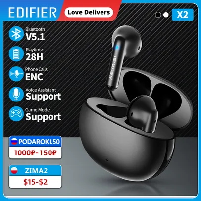 Fone de Ouvido EDIFIER X2 TWS Earbuds Bluetooth 5.1 13mm driver  