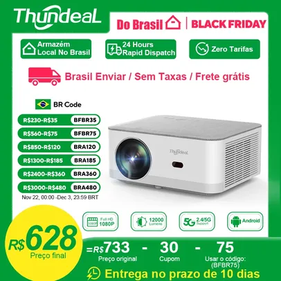 [Envio do Brasil] Projetor TD92 Pro 1920x1080p, WiFi, com Android e Espelhamento de Tela, roda 4k, 6500 Lumens