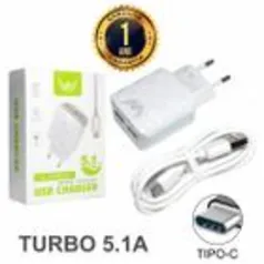 Carregador Celular Turbo 5.1A cabo Tipo-C