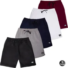 Kit 5 Bermudas Moletom Masculinas Academia Treino Premium