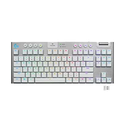 Teclado Mecânico Gamer Sem Fio Logitech G915 TKL com RGB LIGHTSYNC, USB ou Bluetooth - BRANCO