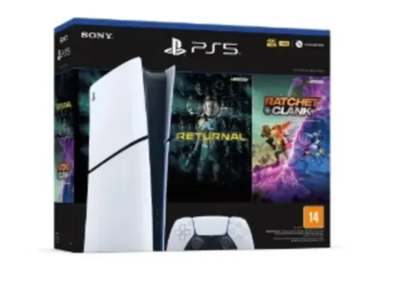 Console PlayStation 5 Slim Sony, SSD 1TB, Edição Digital, Com Controle Sem Fio DualSense, Branco + 2 Jogos Digitais - 1000038914