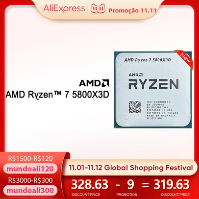 Processador AMD Ryzen 7 5800X3D 8-CORE 16-THREADS 3.4GHZ (4.5GHZ TURBO) CACHE L3 96MB