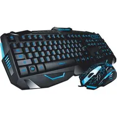 Combo Teclado e Mouse Gamer com Fio Detalhes Azuis - Multilaser - R$50,91