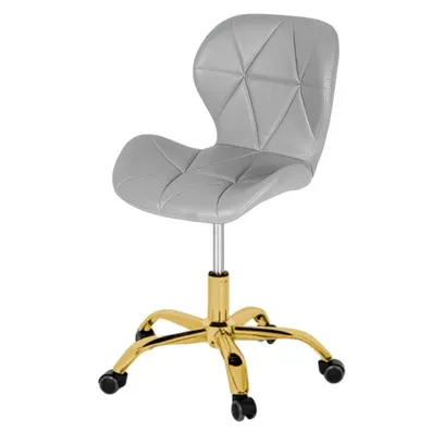 Foto do produto Cadeira Office Eiffel Slim Base Giratória Cinza - Dourado Brilho