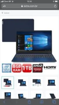 Notebook Lenovo Core i5-8250U 8GB 1TB Placa de Vídeo 2GB Ideapad 330S R$ 2040 a vista