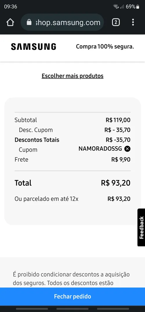 Imagem na descrição da promoção