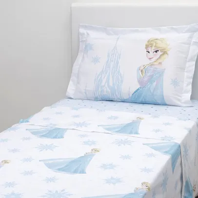 [AME R$74] Jogo de Cama Solteiro Frozen 3 Peças 100% Algodão