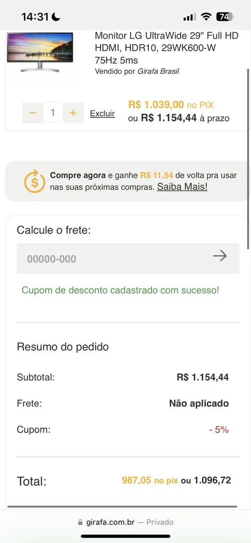 Imagem na descrição da promoção