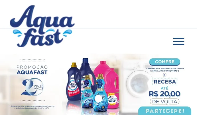 Aquafast - COMPRE E RECEBA ATÉ R$20 DE VOLTA. 