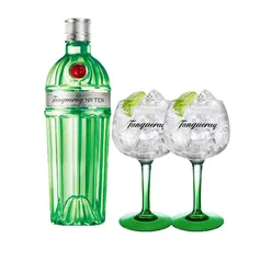 COMBO GIN TANQUERAY Ten 750ml + 2 TAÇAS TANQUERAY DE VIDRO IMPORTADAS