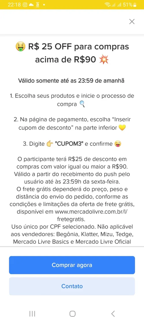 Imagem na descrição da promoção