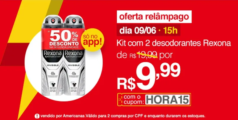 [APP] Kit desodorante Rexona | R$10