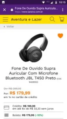 Fone De Ouvido Supra Auricular Com Microfone Bluetooth JBL T450 Preto

 