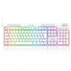 Teclado Gamer Redragon Horus, RGB, Switch Blue, ABNT2, White, K619W-RGB PT Blue