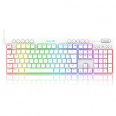 Teclado Gamer Redragon Horus, RGB, Switch Blue, ABNT2, White, K619W-RGB PT Blue