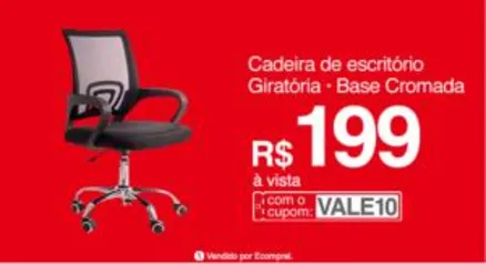 Cadeira de escritório Giratória Com Base Cromada - R$199