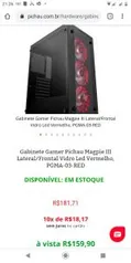 GABINETE GAMER PICHAU MAGPIE III LATERAL/FRONTAL VIDRO LED VERMELHO, PGMA-03-RED R$160