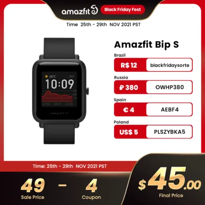 Amazfit Bip S Smartwatch 5ATM  GPS GLONASS 