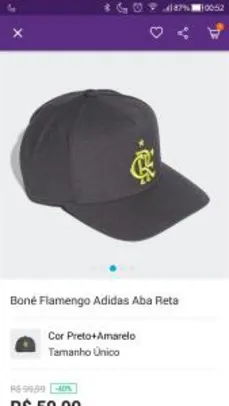 Boné Flamengo Adidas Aba Reta - Preto e Amarelo - R$60