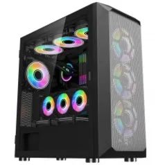 Gabinete Gamer SuperFrame Venon, RGB, Mid Tower, Vidro Temperado, E-ATX, Black, Sem Fonte, Com 3 Fans